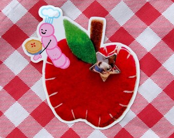 Apple Baker Worm Sticker - Water Resistant