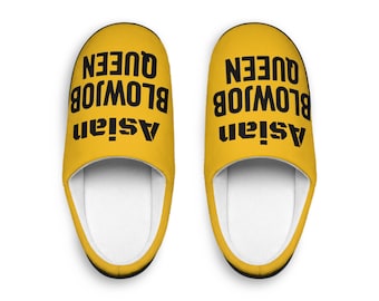 Asian Blow Job Women's Slippers, Indoor House Shoes, Comfortable Ladies Slides, Funny Novelty Footwear, Spa Slip-ons for Her