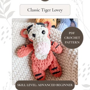 Tiger Lovey Virkmönster | Randig Tiger Amigurumi | Barnrumsdekoration | ENDAST VIRKMÖNSTER