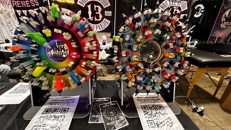 Inkd360 Tattoo Ink Wheel Motorized Rotary Display Tattoo Ink and Paint ...