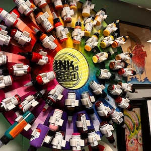 INKd360 Tattoo Ink Wheel Motorized Rotary Display Tattoo Ink and Paint Mixer