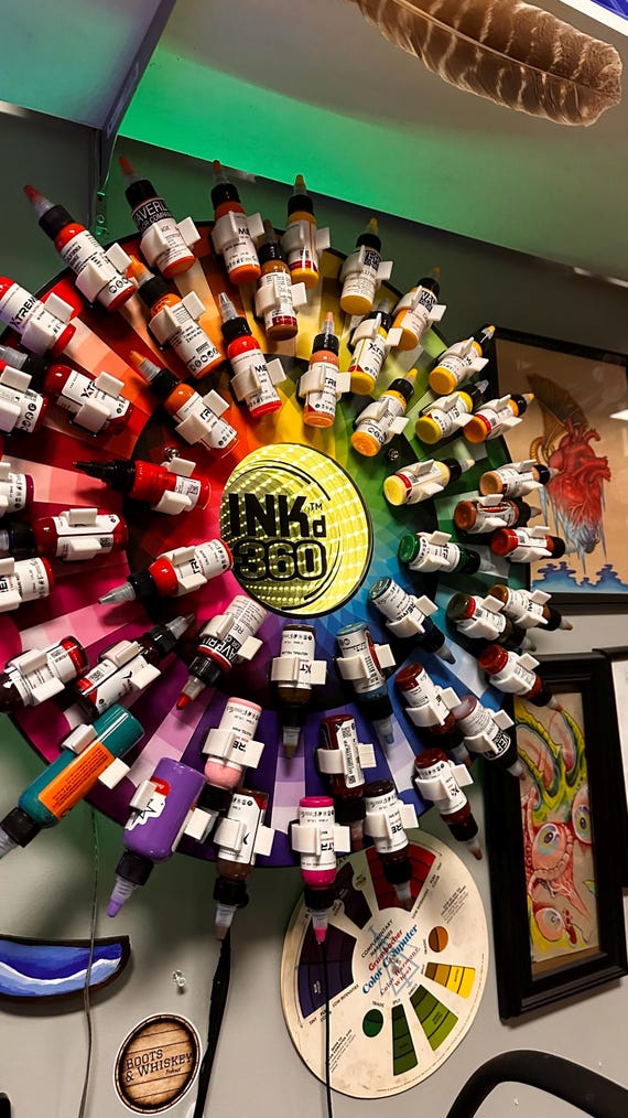 Inkd360 Tattoo Ink Wheel Motorized Rotary Display Tattoo Ink and