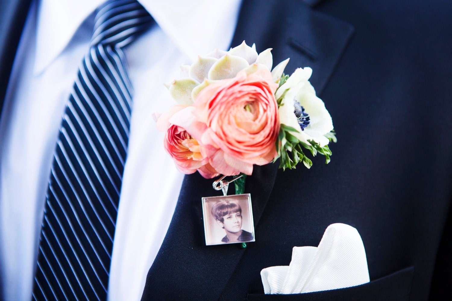 Grooms Boutonniere Custom Photo Charm