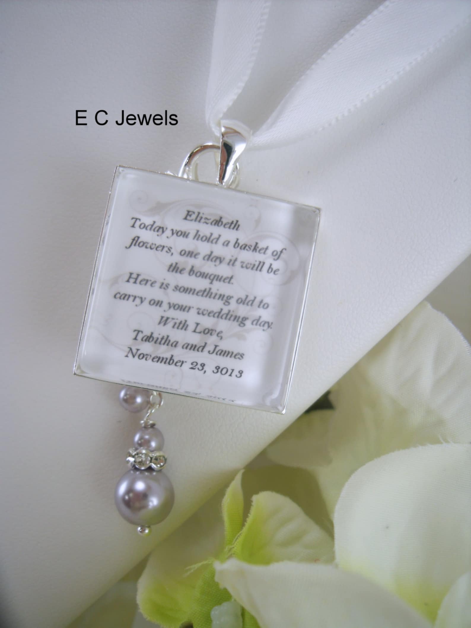 Flowergirl Keepsake Bouquet Charm with a Pearl Drop Pick Etsy