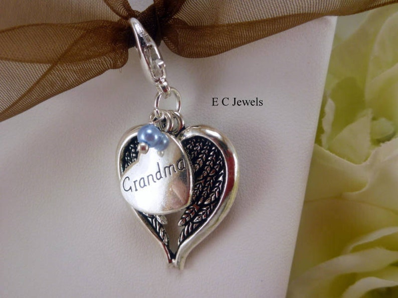 Angel Wing Bouquet Charm with Pearl Accent Something Blue
