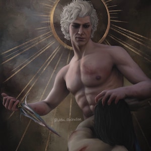 Sista dansen mellan spawn och mästare, Astarion från Baldurs gate 3 inspirerat fanart-tryck