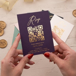 QR Code RSVP Cards with Gold Foil | Elegant Wedding Stationery | Luxury Wedding Invitations