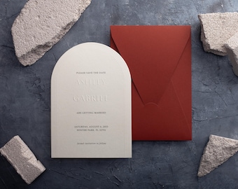Embossed Save the Date Cards — Letterpress Wedding Stationery