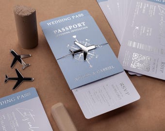 Passport Wedding Invitation Suite, Boarding Pass RSVP, Destination Travel Theme