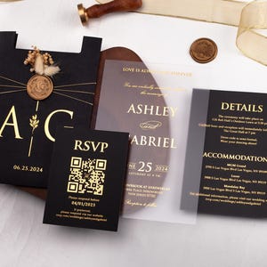 Acrylic Black and Gold Foil Wedding Invitations – Elegant and Luxury Wedding Stationery