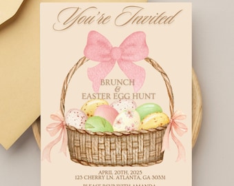 Easter Brunch & Egg Hunt Invitation | Spring Easter Party Invite | Digital Download | Printable Easter Gathering Invitation