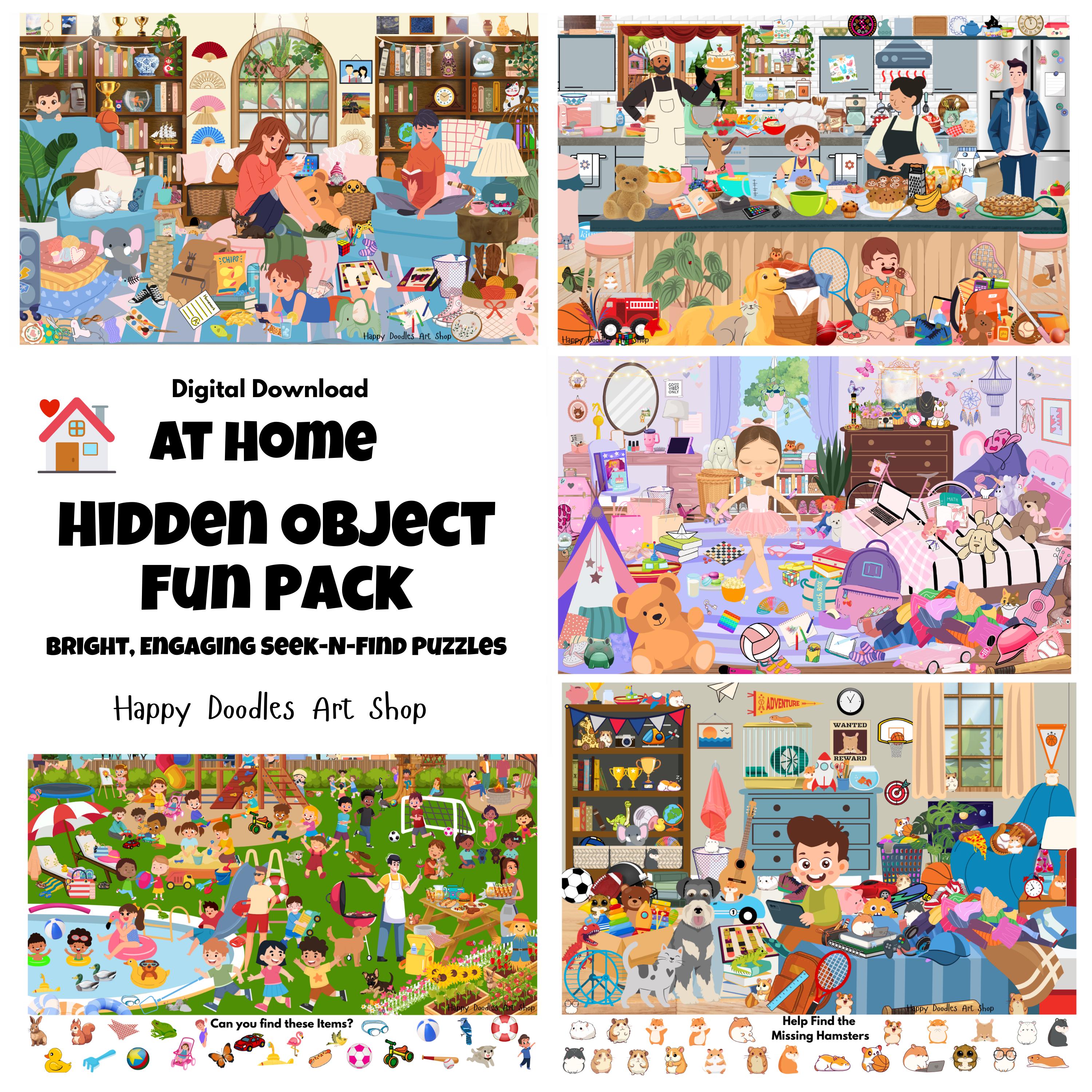 At Home Hidden Picture Printable Puzzles 5-pack | Colorful Search and ...