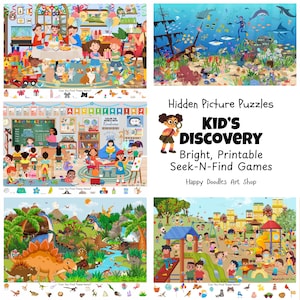 Puzzles Discovery pour enfants avec images cachées - Lot de 5 : jeux de recherche (téléchargement numérique)