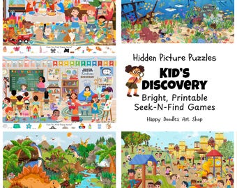 Kid's Discovery Hidden Picture Puzzles - 5 Pack: Search & Find Games (Digital Download)