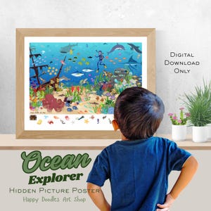 Ocean Explorer Hidden Picture Poster: Kid&#39;s Search and Find Wall Decor (Downloadable PDF 24x18&quot;)
