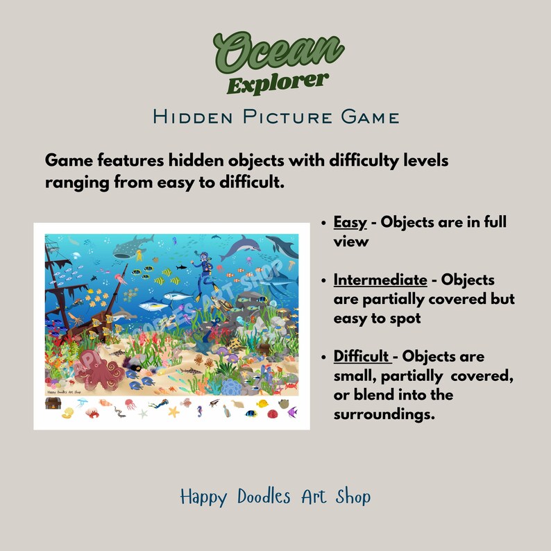 Ocean Explorer Hidden Picture Poster: Kid's Search and Find Wall Decor ...