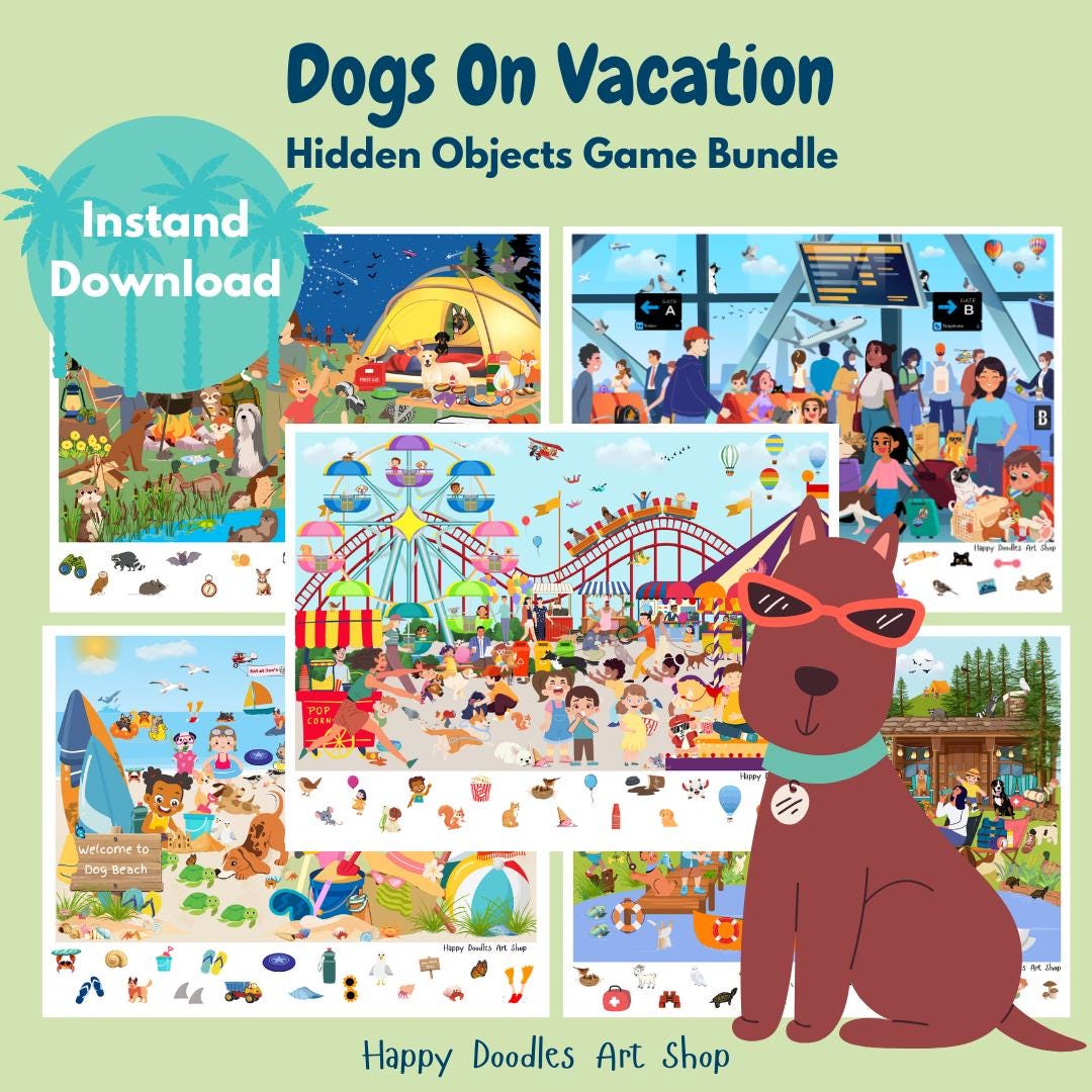 Perros de vacaciones: Paquete de juegos de búsqueda de objetos