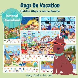 Vacationing Dogs: I Spy Hidden Object Game Bundle Girls Canine Seek & Find, Hidden Pictures, Image Search, Party Games, Boys Search and Find