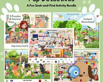 Pup Detective - I Spy Dog Theme Image Search Puzzle, Hidden Object Games, Canine Seek & Find, Party Game, Kids Activity, Hidden Pictures
