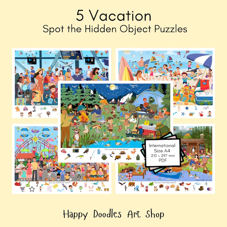 Spot the Hidden Objects Bundle: 10 Printable Observation Games-kids ...