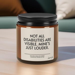 Disability Scented Candle, Gift for Disabled Family, Disability Pride Month Gift for Friend, Present for Disability Awareness, Tourette