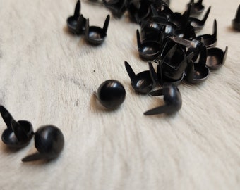 Black Round Nail head Spots ~ 4/16" inch (Pk of 100) Black over brass ~ 2 Prong Studs  Leather Fabric Made In USA Ships from Canada #202 1/2