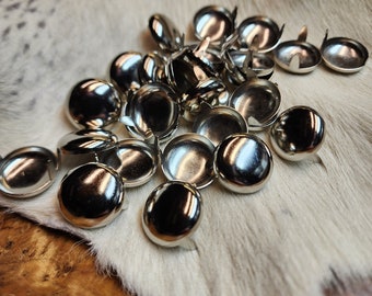 Round Nailhead Spots  ~ 7/8" inch  ~Pack of 50 ~ Nickel Plated over Steel ~2 Prong Studs for Leather and Fabric #4207