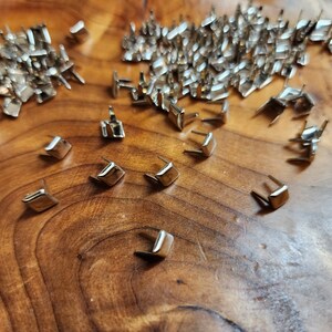 Diamond Nail head Spots 1/4 inch Nickel over Steel Pack of 100 2 Prong Studs for Leather Made in USA 452 1/2 image 6