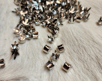 Nickel Clincher Nailhead Spots  ~ 1/4" inch  Pack of 100 Nickel over brass ~ 2 Prong Studs for Leather Fabric  Made In USA Ships from Canada