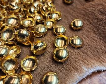 Round Nail head Spots 9/16" inch Size 70 Solid Brass 6 Prong Studs Rivets Made In USA #1003