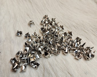 Pyramid Nail head Spots  ~ 3/16" inch ~Nickel Plated over steel~ Pack of 100 ~ 2 Prong Studs for Leather #4621 Made In USA ships from Canada