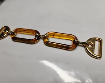 Tortoise Shell & Metal Fastener Oval Bag Clothing Accessory Buckle Measures 5.5 " inches long  Made in Canada