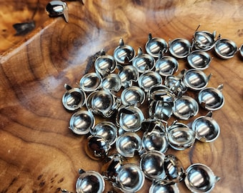 Nickel Round Nailhead Spots  ~ 1/2" inch  ~Pack of 100 ~ Nickel Plated over Steel ~ 2 Prong Studs for Leather and Fabric Made In USA #4204