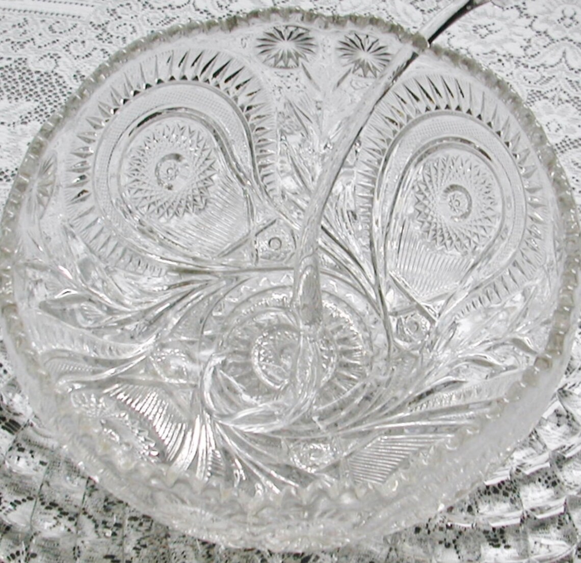 L.E. Smith Glass Co. Glass Punch Bowl Slewed Horseshoe Etsy