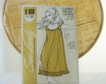 Sew Lovely Pattern G 800 Ladies' Nightgown Sizes S-L
