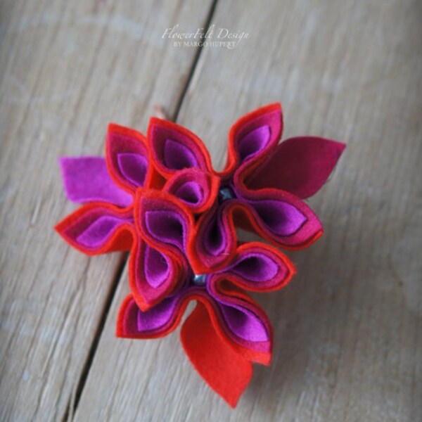 couleurs d'automne felt brooch tangerine brooch autumn brooch art