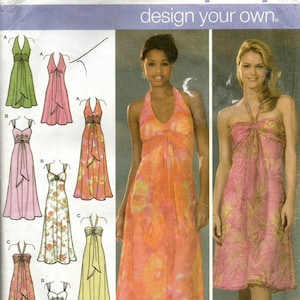 Simplicity 4577 UNCUT Misses Halter, Backless Evening Dress Sewing Pattern  Sizes 4-10 Bust 29.5-32.5