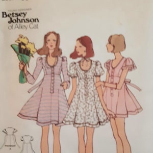 Vintage 70s Butterick 6978 UNCUT Misses High Waisted Princess Seam Baby Doll Dress Sewing Pattern by Betsey Johnson