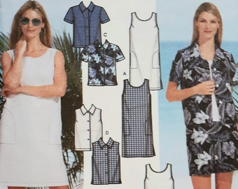 Simplicity 7233 Misses UNCUT Summer Separates, Pullon Shorts, Tank Top or Dress and Hawaiian Shirt Sewing Pattern Size 8-14 Bust 31.5-36