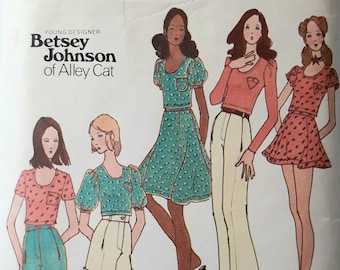 Vintage 70s Butterick 6534 Misses Knit Top, Cuffed Pants and Shorts Plus Flirty Skirt Sewing Pattern By Betsey Johnson