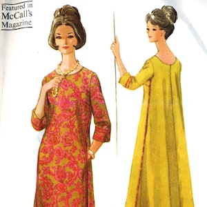 Patrón de costura vintage McCalls 7074 para caftán o muu muu de noche, años 60, para señoras, talla pequeña, busto 30-31
