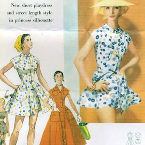 Vintage 50s Simplicity 1200 UNCUT Misses Play Dress, Beach Romper, Cropped Bra Top and Shorts Sewing Pattern Size 16 Bust 34 image 1