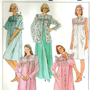 Klasyczny wzór do szycia na szlafrok, koszulę nocną i kurtkę nocną z lat 80., Simplicity 7643, rozmiar średni, biust 36-38