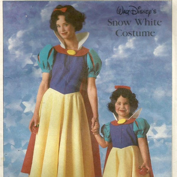 Vintage 80s Simplicity 7735 UNCUT Toddler Girls Snow White Official Disney Costume Sewing Pattern Size 2-4