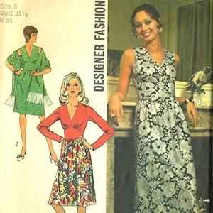 Vintage 70s Simplicity 5350 Misses Midriff Fitted Maxi Dress and Shawl Sewing Pattern Size 8 Bust 31.5