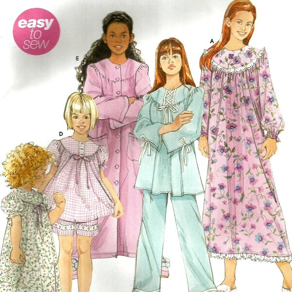 Simplicity 5382 UNCUT Girls - Teen Nightgown, Baby Doll Pajamas or Robe Sewing Pattern Size 7-14
