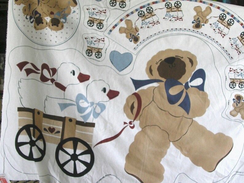 Vintage 80s Daisy Kingdom Teddy Bear Wall Hanging Fabric Panel for the Nursery image 3