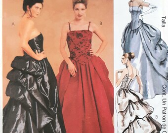 VTG 90s McCalls 2232 UNCUT Misses Evening Elegance Princess Seam Gown with Gathered Skirt with Bustle Sewing Pattern Size 12-16 Bust 34-38