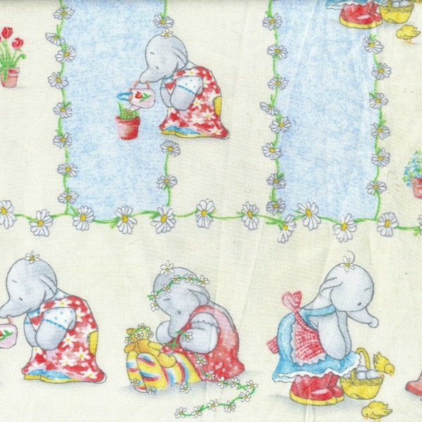 Daisy Kingdom Humphrey the Elephant Single Border Quilting or Sewing Cotton Fabric 33x44