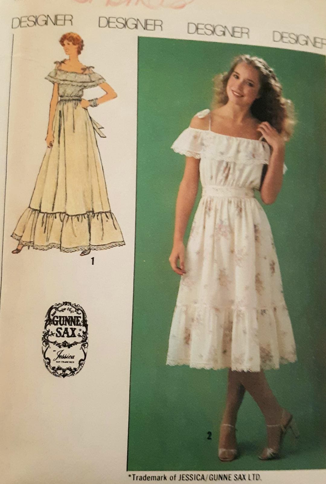 Vintage 70s Simplicity 9015 Misses Boho Ruffled Evening Dress with Shoulder Ties Sewing Pattern Size 6-8 Bust 30.5-32.5 By Gunne Sax